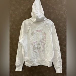 🔥🔥🔥NEW Zadig & Voltaire Skull Graphic Hoodie Pullover White Pink